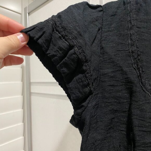 BCBG Maxazria Black Short Sleeve Jacket with Back Tie and Lace - Picture 5 of 7